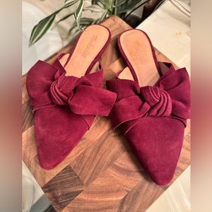 Madewell Remi Bow Suede Mule Pinot Noir Size 8